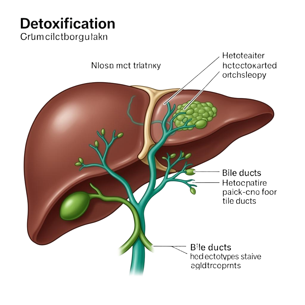 Liver anatomy showing detoxification pathways and bile ducts